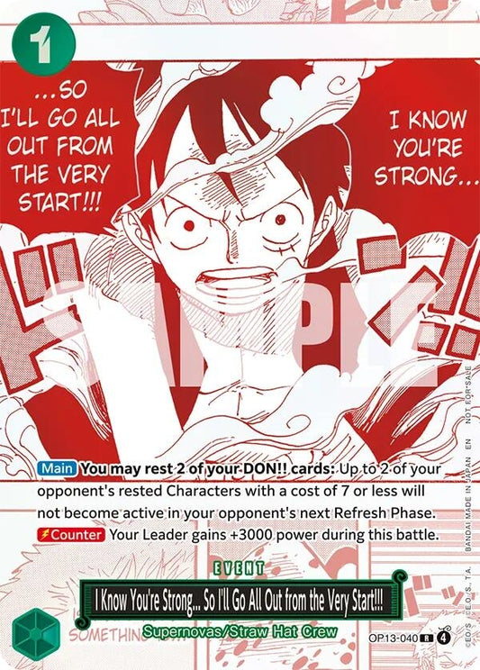 Image for I Know You're Strong... So I'll Go All Out from the Very Start!!! (3rd Anniversary Treasure Campaign Pack) (OP13-040) - One Piece Card Game