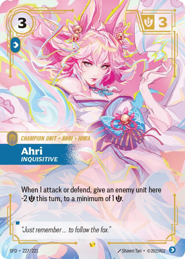 Image for Ahri - Inquisitive (Overnumbered) (227/221) - Riftbound: League of Legends Trading Card Game