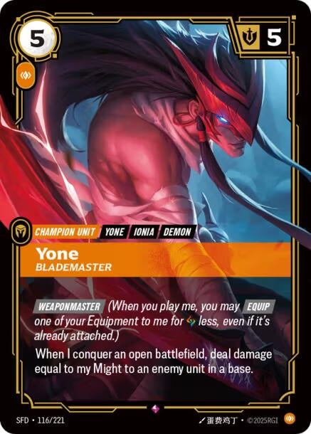 Image for Yone - Blademaster (116/221) - Riftbound: League of Legends Trading Card Game