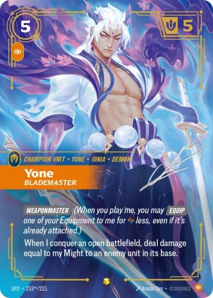 Image for Yone - Blademaster (Signature) (233*/221) - Riftbound: League of Legends Trading Card Game