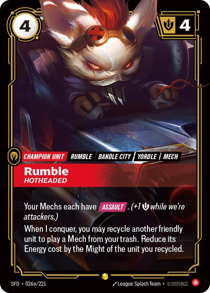 Image for Rumble - Hotheaded (Alternate Art) (026a/221) - Riftbound: League of Legends Trading Card Game