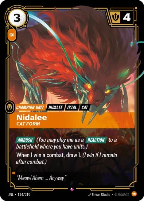 Image for Nidalee, Cat Form (114/219) (UNL) - Riftbound: League of Legends Trading Card Game