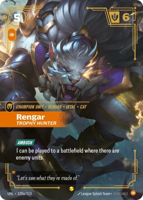 Image for Rengar, Trophy Hunter (Alternate Art) (120a/219) (UNL) - Riftbound: League of Legends Trading Card Game