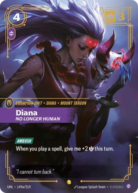 Image for Diana, No Longer Human (Alternate Art) (149a/219) (UNL) - Riftbound: League of Legends Trading Card Game