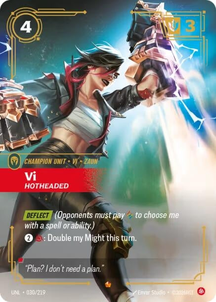 Image for Vi, Hotheaded (030/219) (UNL) - Riftbound: League of Legends Trading Card Game