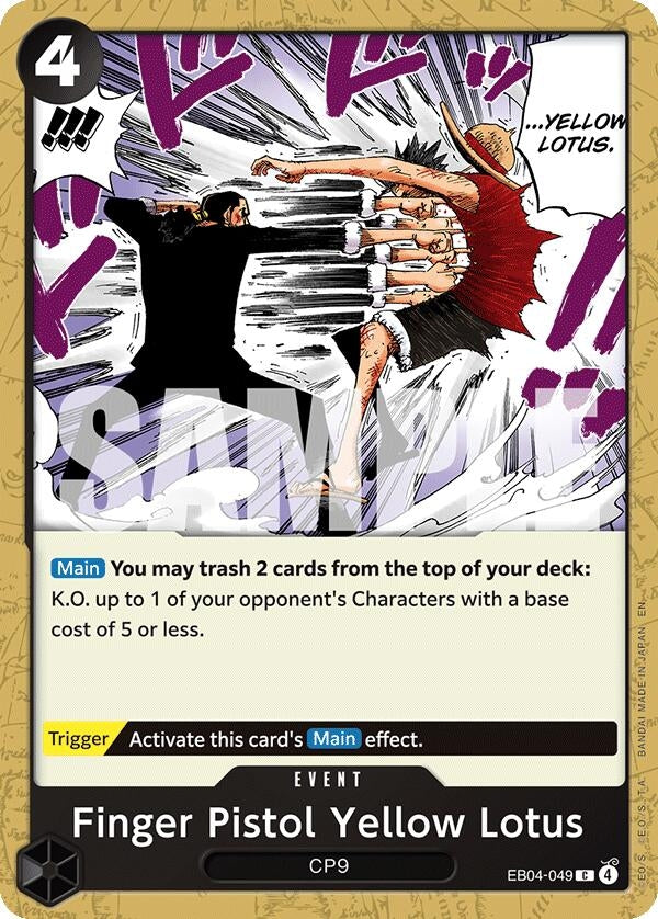 Image for Finger Pistol Yellow Lotus (EB04-049) - One Piece Card Game