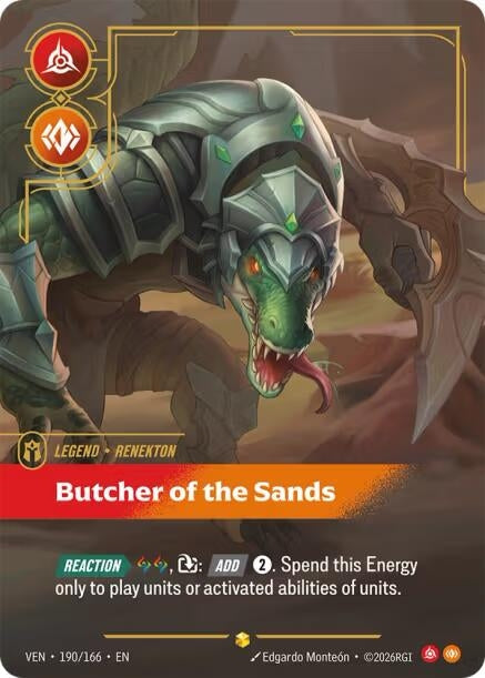 Image for Renekton, Butcher of the Sands (Overnumbered) (190/166) (VEN) - Riftbound: League of Legends Trading Card Game