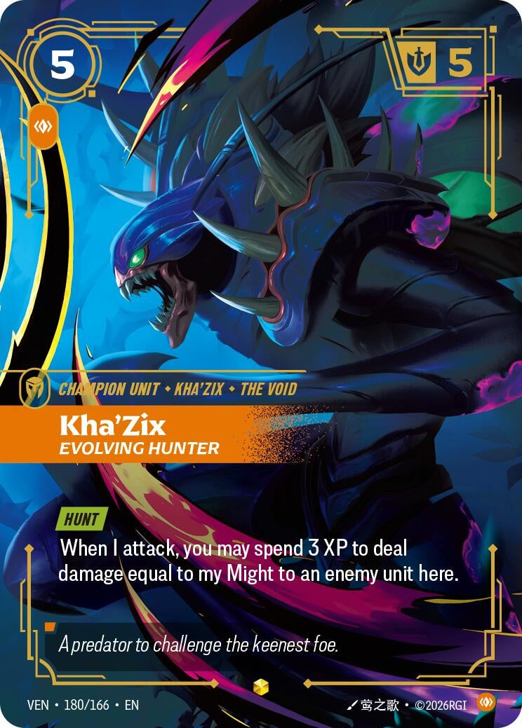 Image for Kha'Zix, Evolving Hunter (Overnumbered) (180/166) (VEN) - Riftbound: League of Legends Trading Card Game