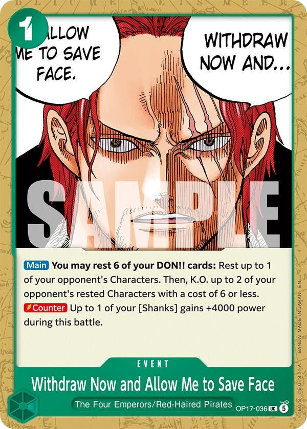 Image for Withdraw Now and Allow Me to Save Face (OP17-036) (OP17) - One Piece Card Game