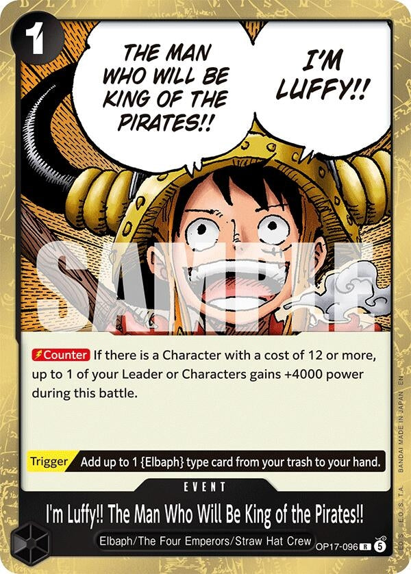 Image for I'm Luffy!! The Man Who Will Be King of the Pirates!! (OP17-096) (OP17) - One Piece Card Game