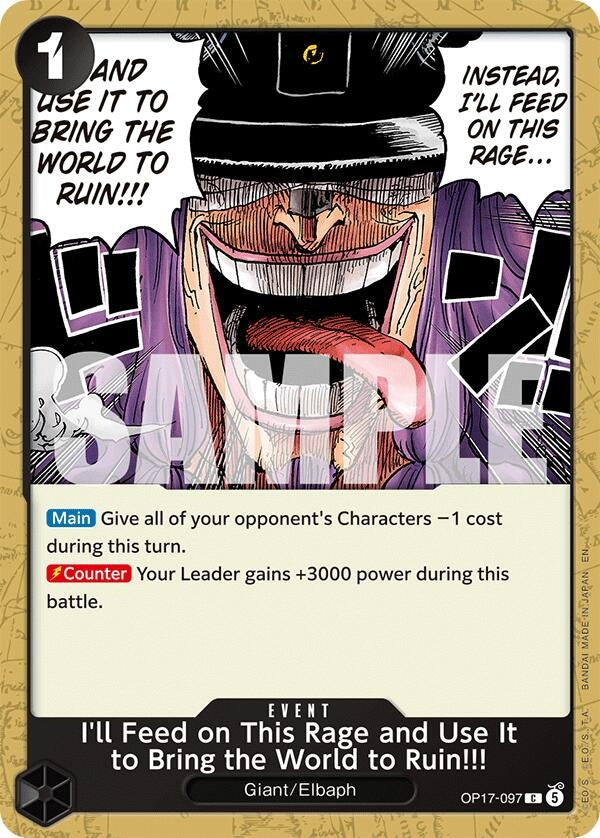 Image for I'll Feed on This Rage and Use It to Bring the World to Ruin!!! (OP17-097) (OP17) - One Piece Card Game
