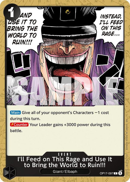 Image for I'll Feed on This Rage and Use It to Bring the World to Ruin!!! (OP17-097) (OP17) - One Piece Card Game