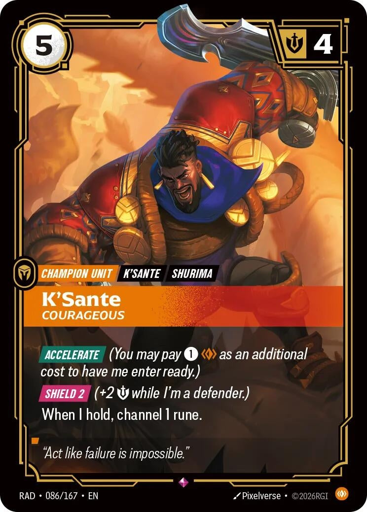 Image for K'Sante, Courageous (086/167) (RAD) - Riftbound: League of Legends Trading Card Game